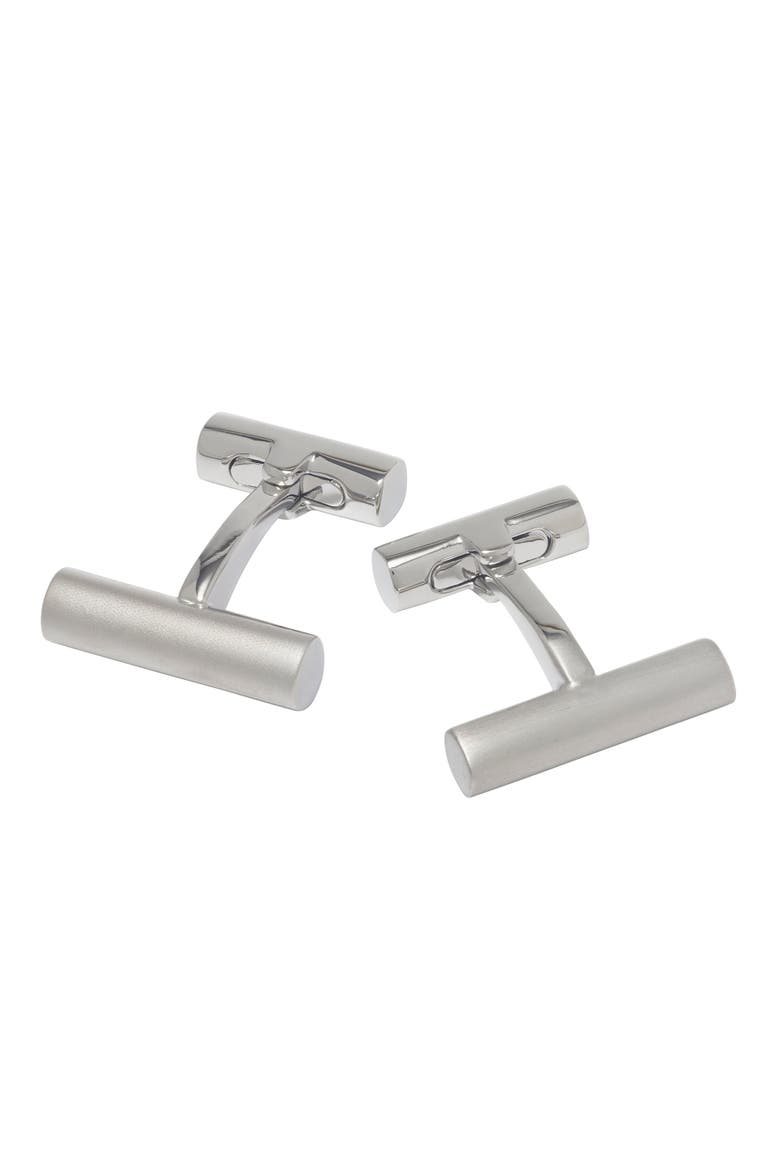 Silver Tone Bar Cufflinks, Main, color, Silver