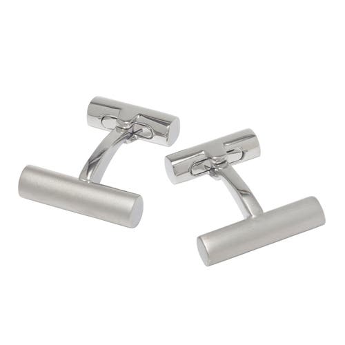 Link Up Silver Tone Bar Cufflinks In Metallic