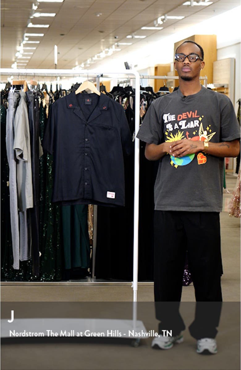 Embroidered Notched Collar Camp Shirt, sales video thumbnail