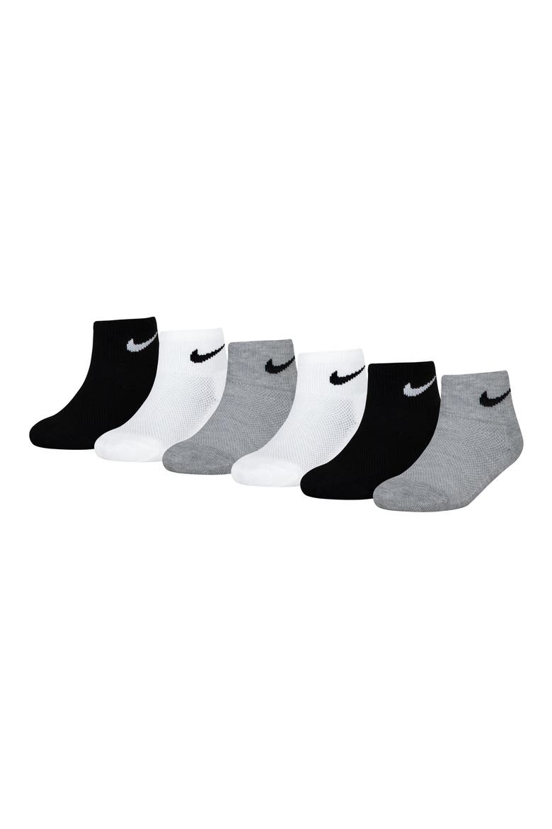 Kids' 6-Pack Swoosh Cushioned Ankle Socks, Main, color, WHITE D/ G HEATHER