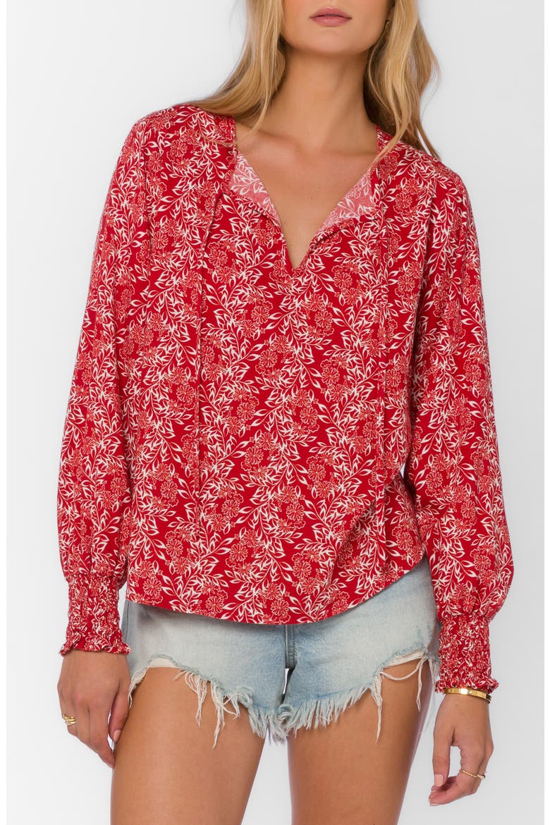 Penny Split Neck Top, Main, color, SAUCY RED FLORAL