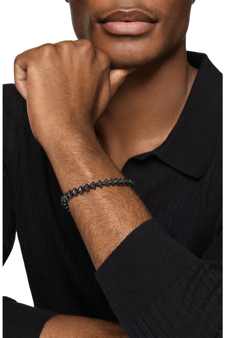 Men's Armory Link Bracelet, Black Titanium with Black Diamonds, 7.5mm, Alternate, color, BLACK TITANIUM
