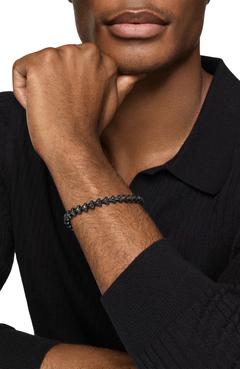 David Yurman Men's Armory Link Bracelet, Black Titanium with Black Diamonds, 7.5mm, Alternate, color, Black Titanium