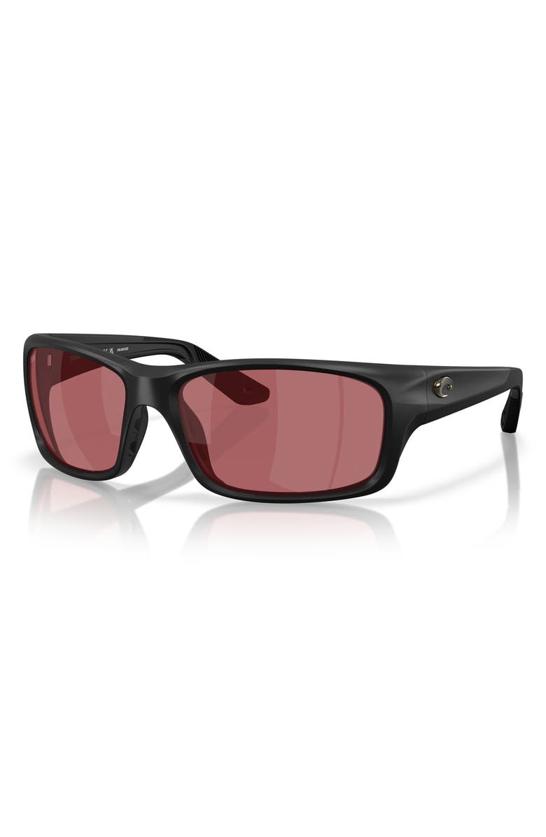 Costa Del Mar Jose Pro 62mm Polarized Rectangular Sunglasses, Alternate, color, Matte Black/ Rose