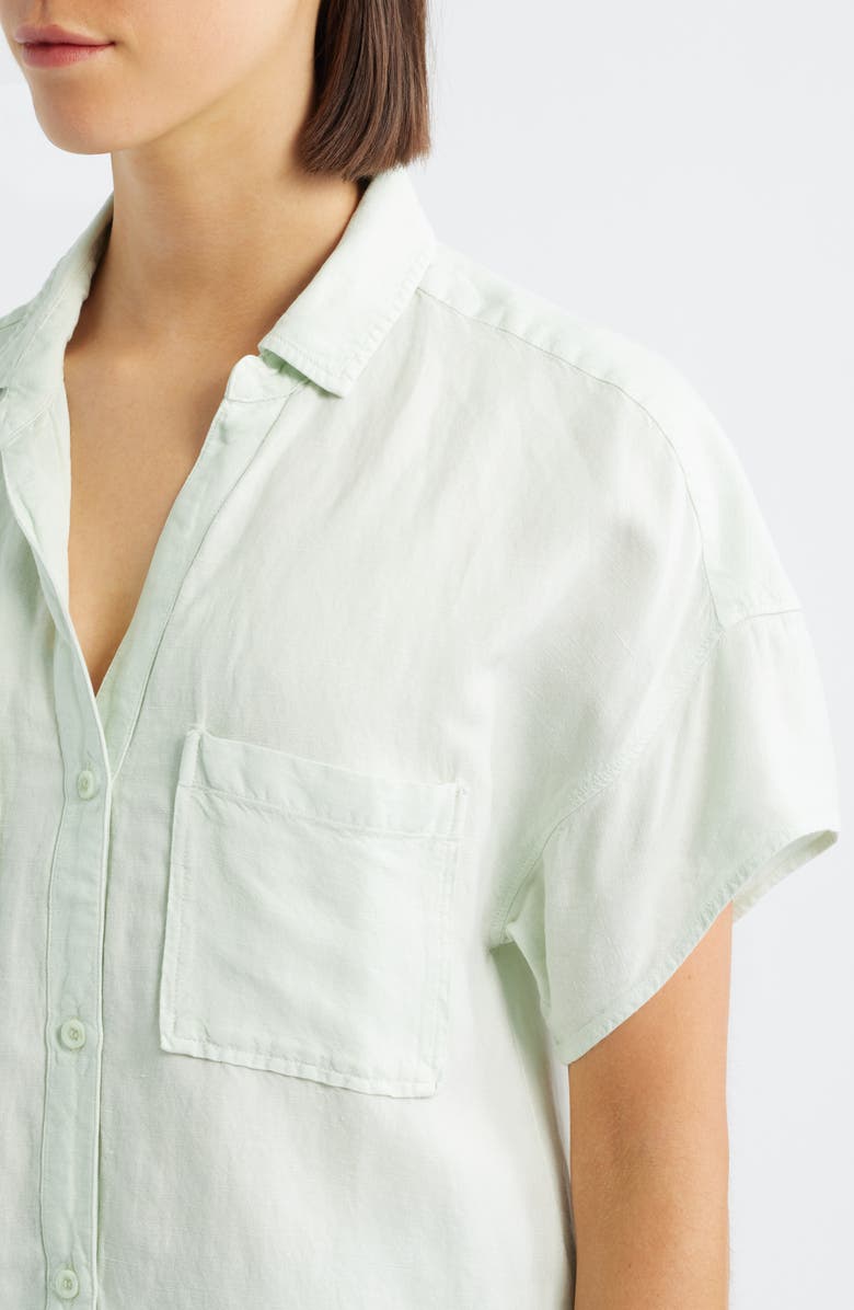 Cloth & Stone Linen Blend Short Sleeve Button-Up Shirt, Alternate, color, Soft Mint
