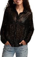 Lucky Brand Sheer Sequin Shirt