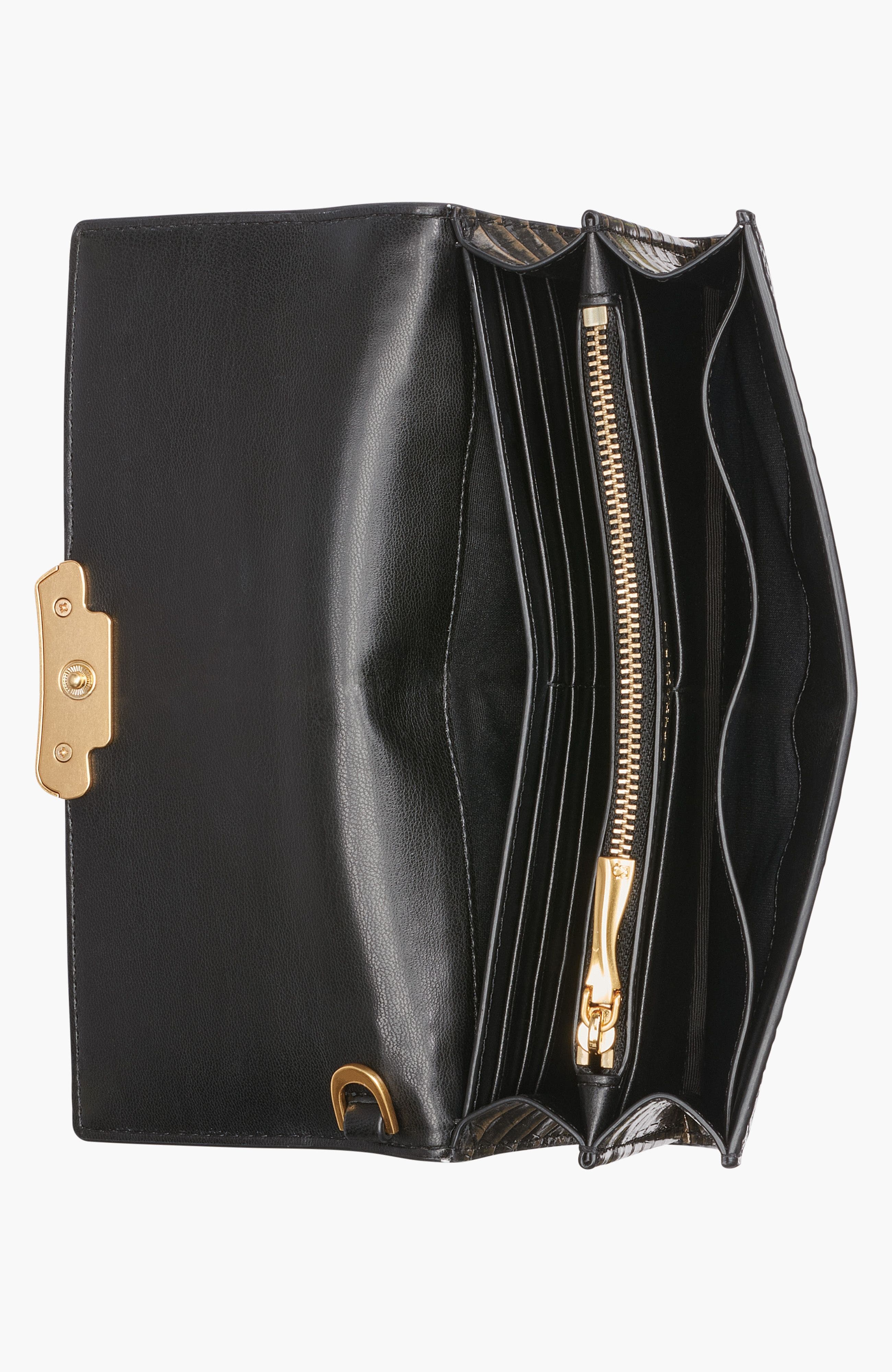 Donna Karan New York Amagansett Metallic Croco Wallet, Alternate, color, Black/Gold