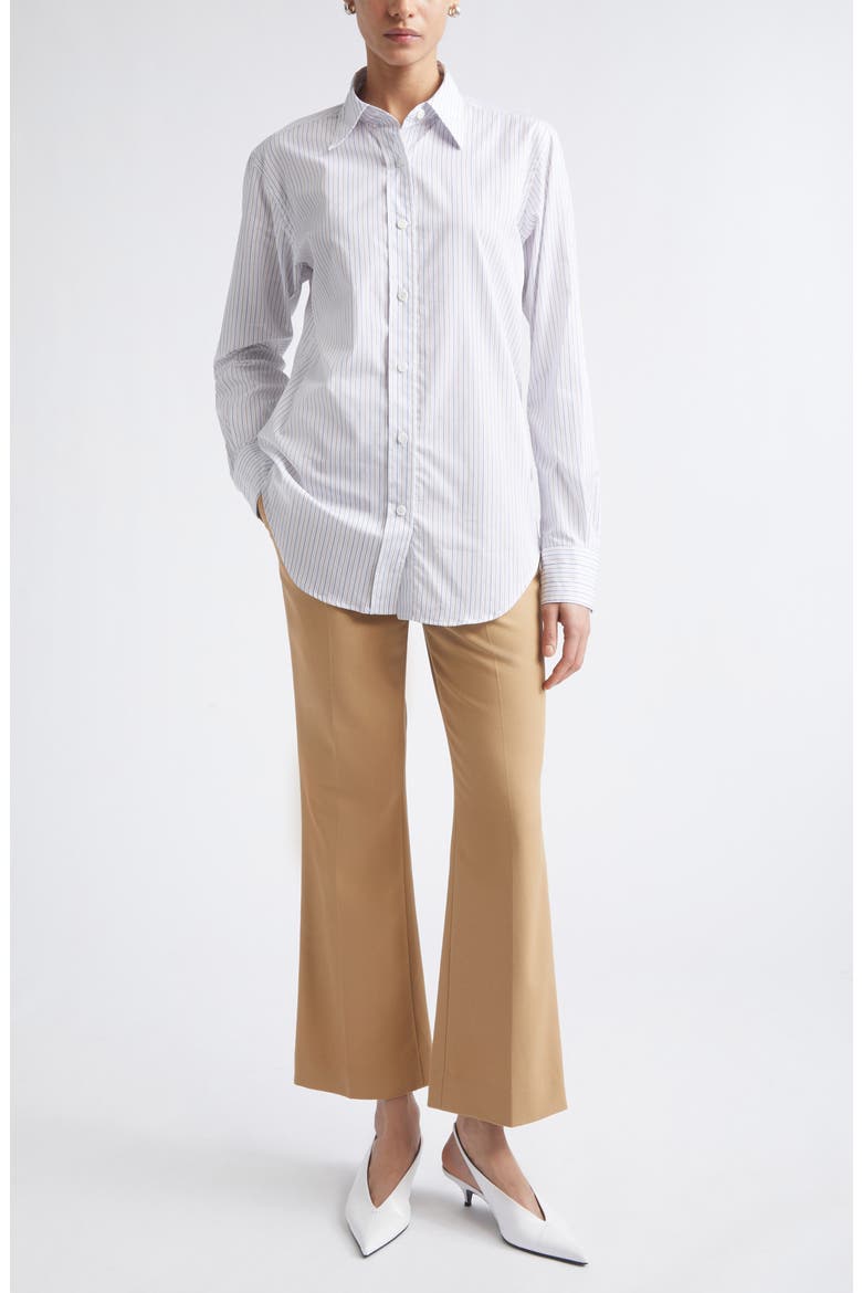 High Waist Organic Cotton Flare Pants, Alternate, color, HONEY