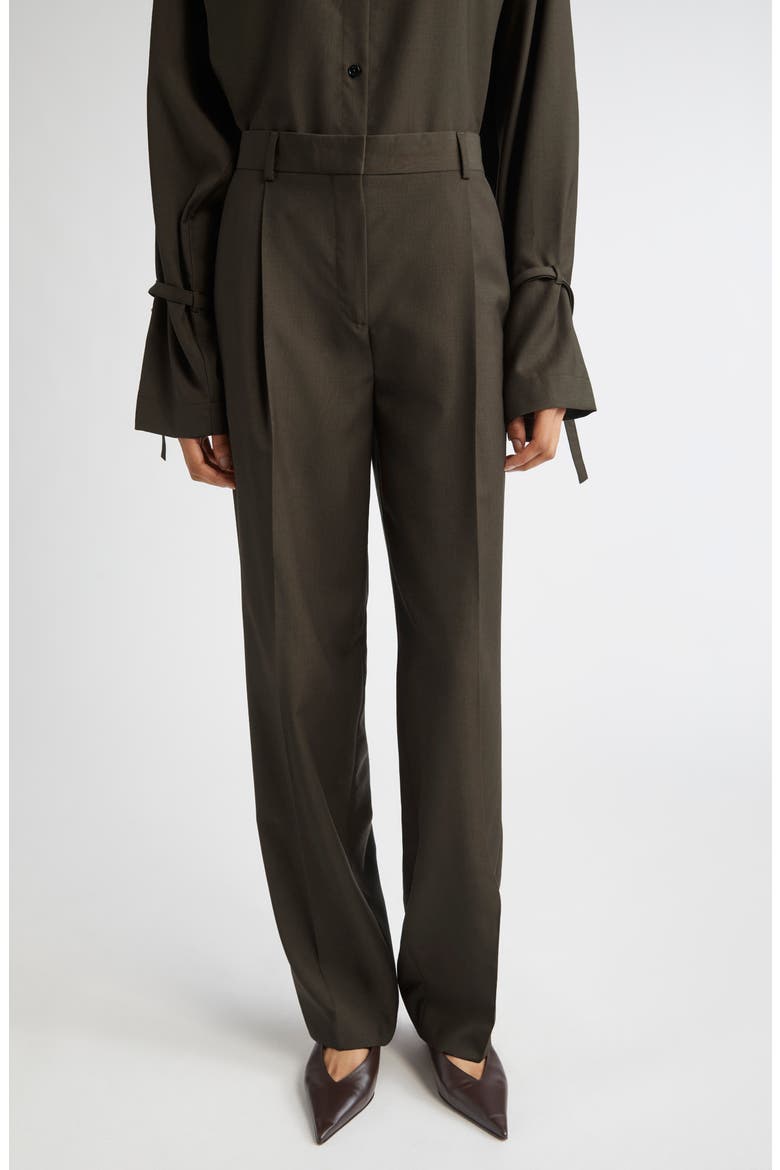Pleated Wool Trousers, Main, color, PEPPER