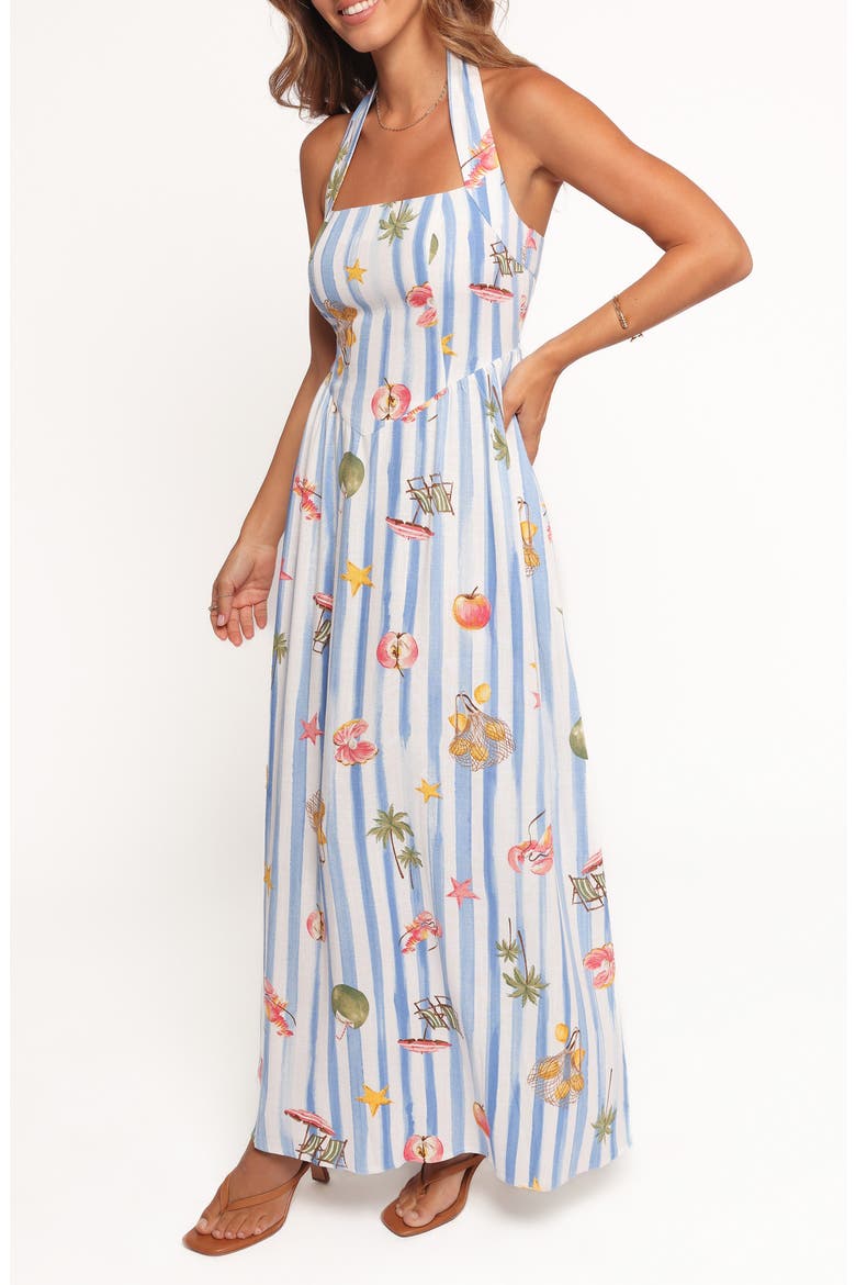 Kiera Print Halter Maxi Dress, Alternate, color, ESME