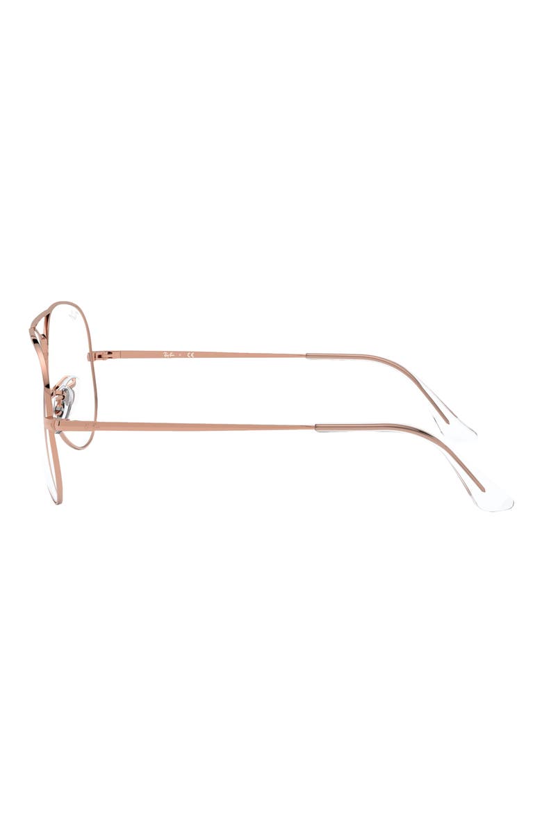 55mm Aviator Optical Glasses, Alternate, color, SHINY ROSE GOLD