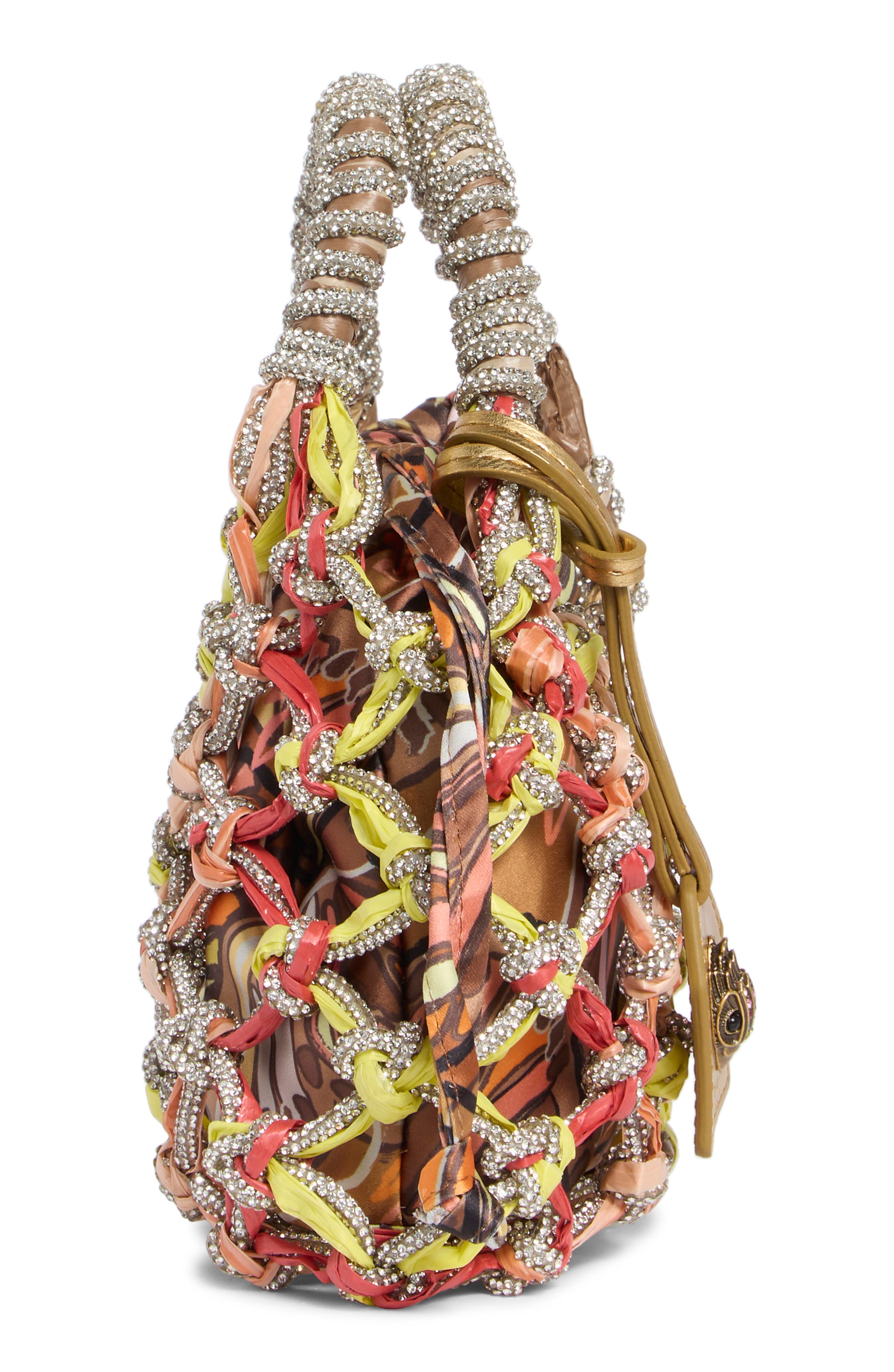 Kurt Geiger London Small Crystal Macramé Bag, Alternate, color, Open Brown