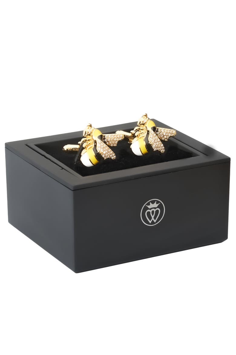 Crystal Bee Cufflinks, Alternate, color, Yellow