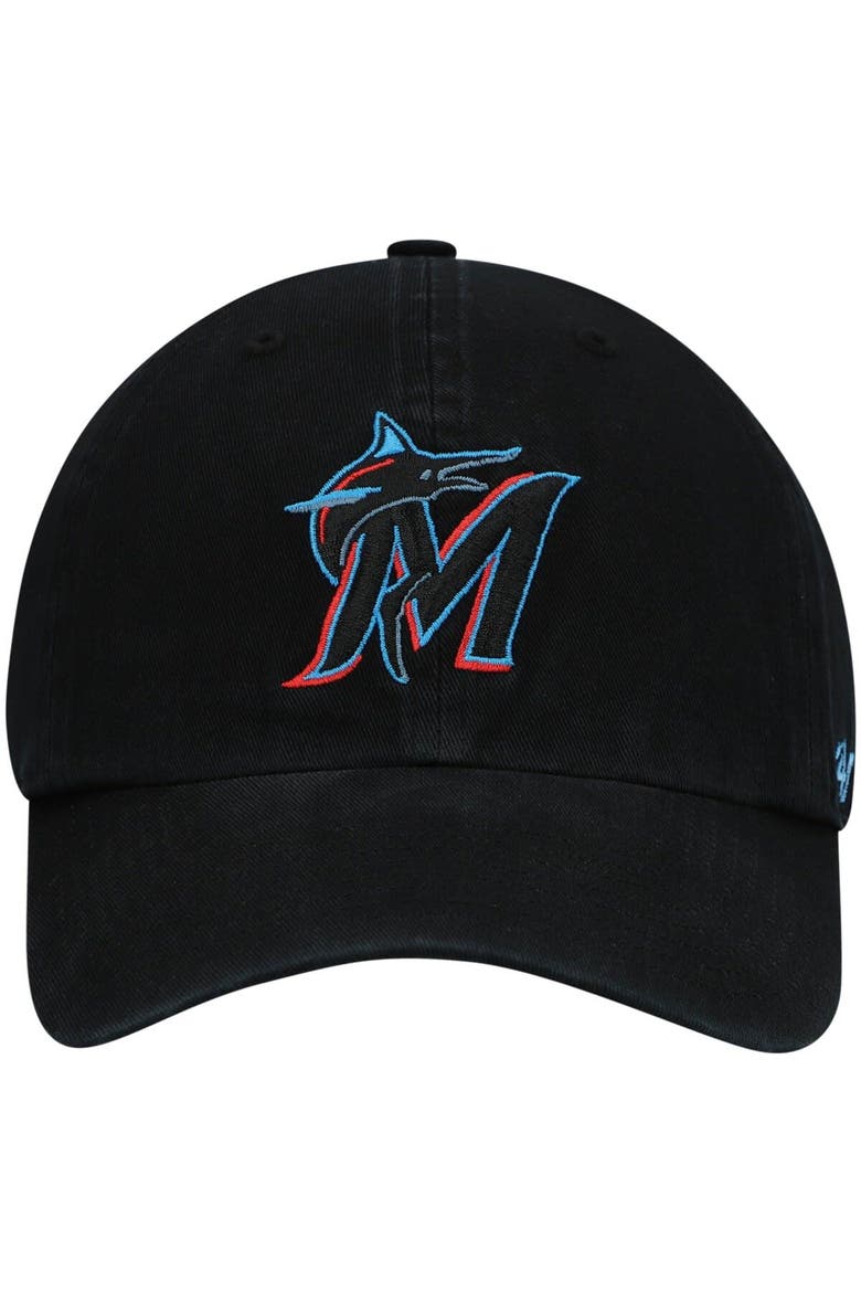 Men's '47 Black Miami Marlins Clean Up Adjustable Hat, Alternate, color, Black