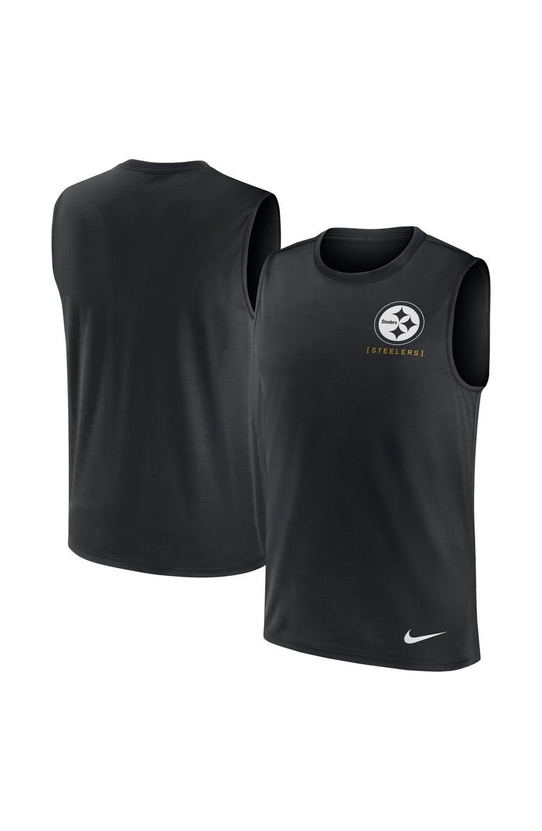 Nike Men's Nike Black Pittsburgh Steelers Large Logo Performance Muscle Tank Top, Alternate, color, Black