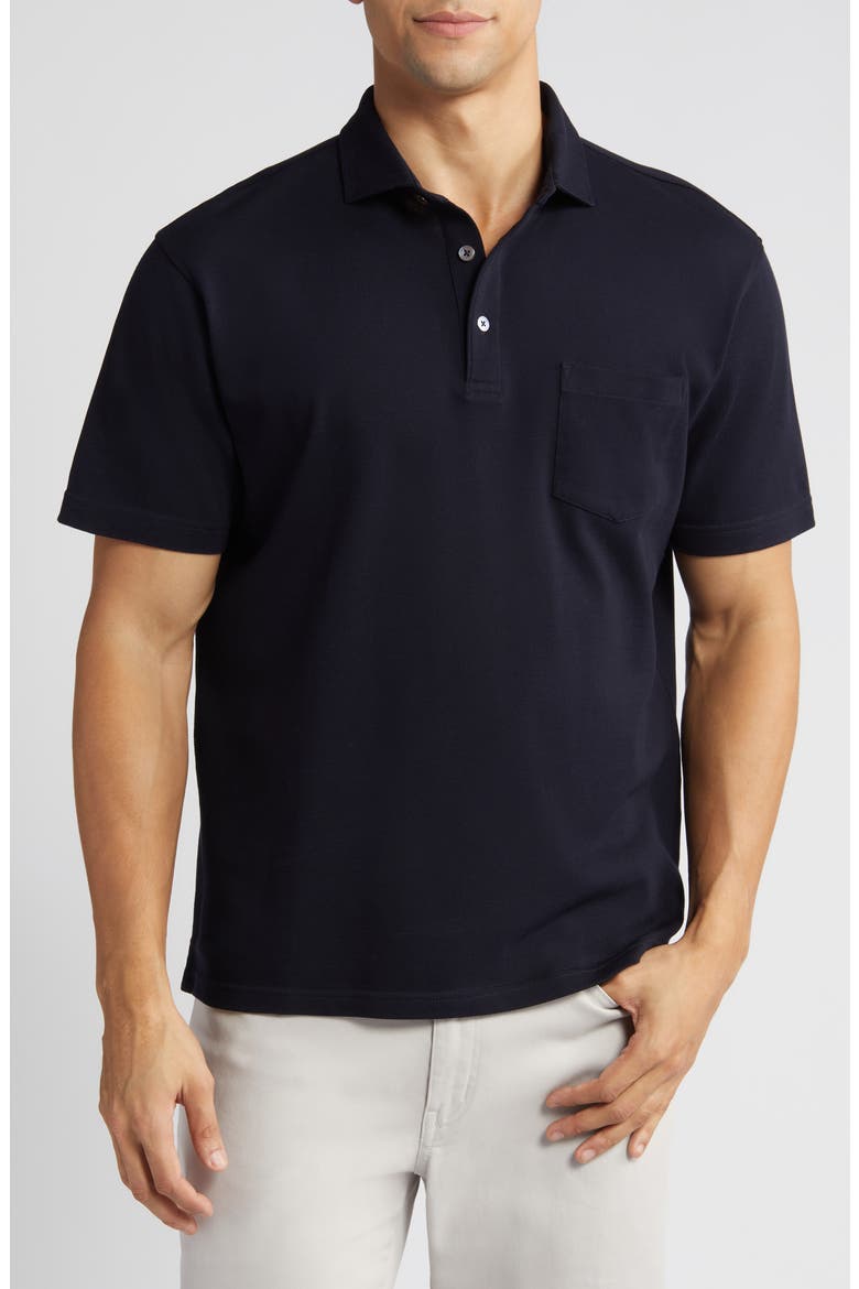 Crown Crafted Verona Cotton Piqué Polo, Main, color, NAVY