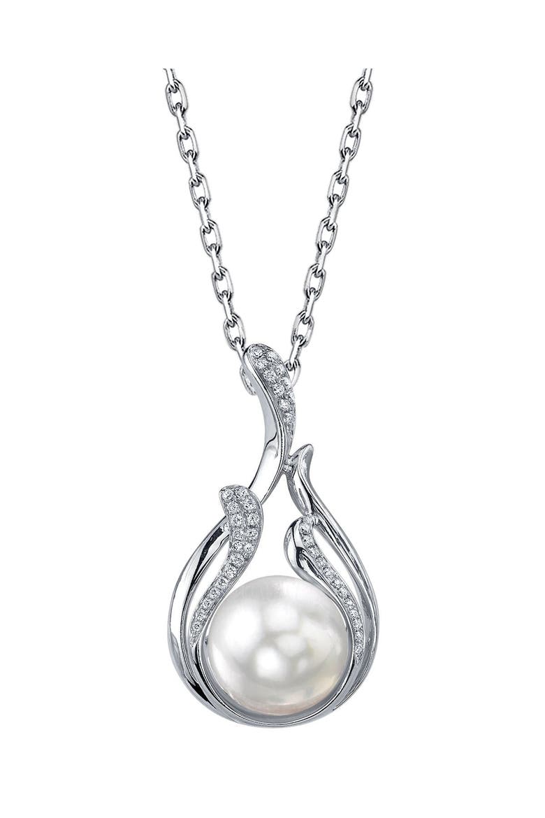 South Sea Pearl & Diamond Layla Pendant, Main, color, White Gold