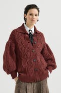 Brunello Cucinelli Cashmere feather yarn heritage cable cardigan