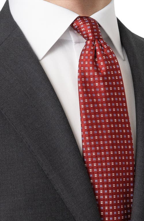 Eton Square Geometric Silk Tie In Red