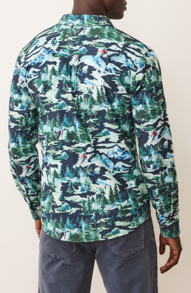Marine Layer Fresh Tracks Winter Scene Cotton Button-Up Shirt, Alternate, color,