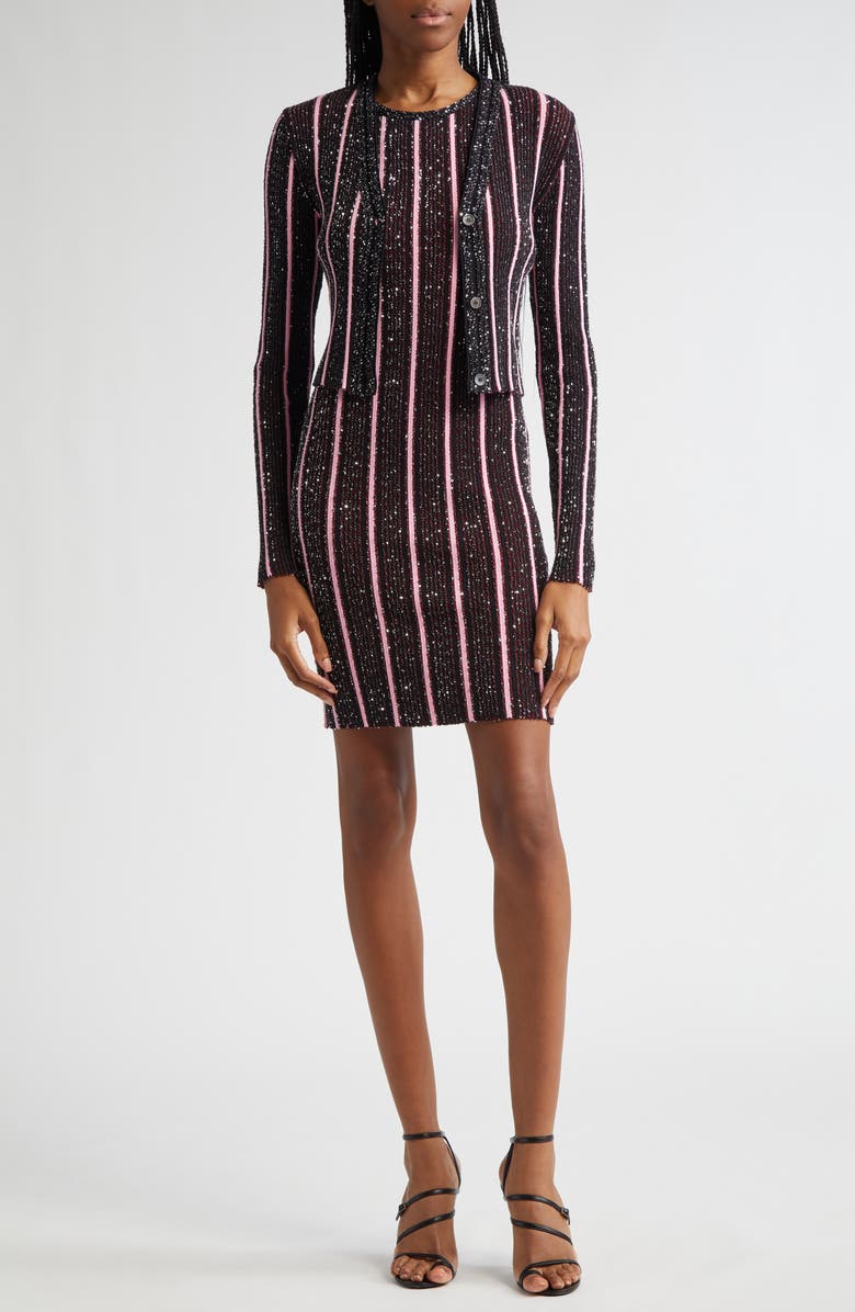 Missoni Stripe Sequin Sleeveless Minidress, Alternate, color, Red And Black