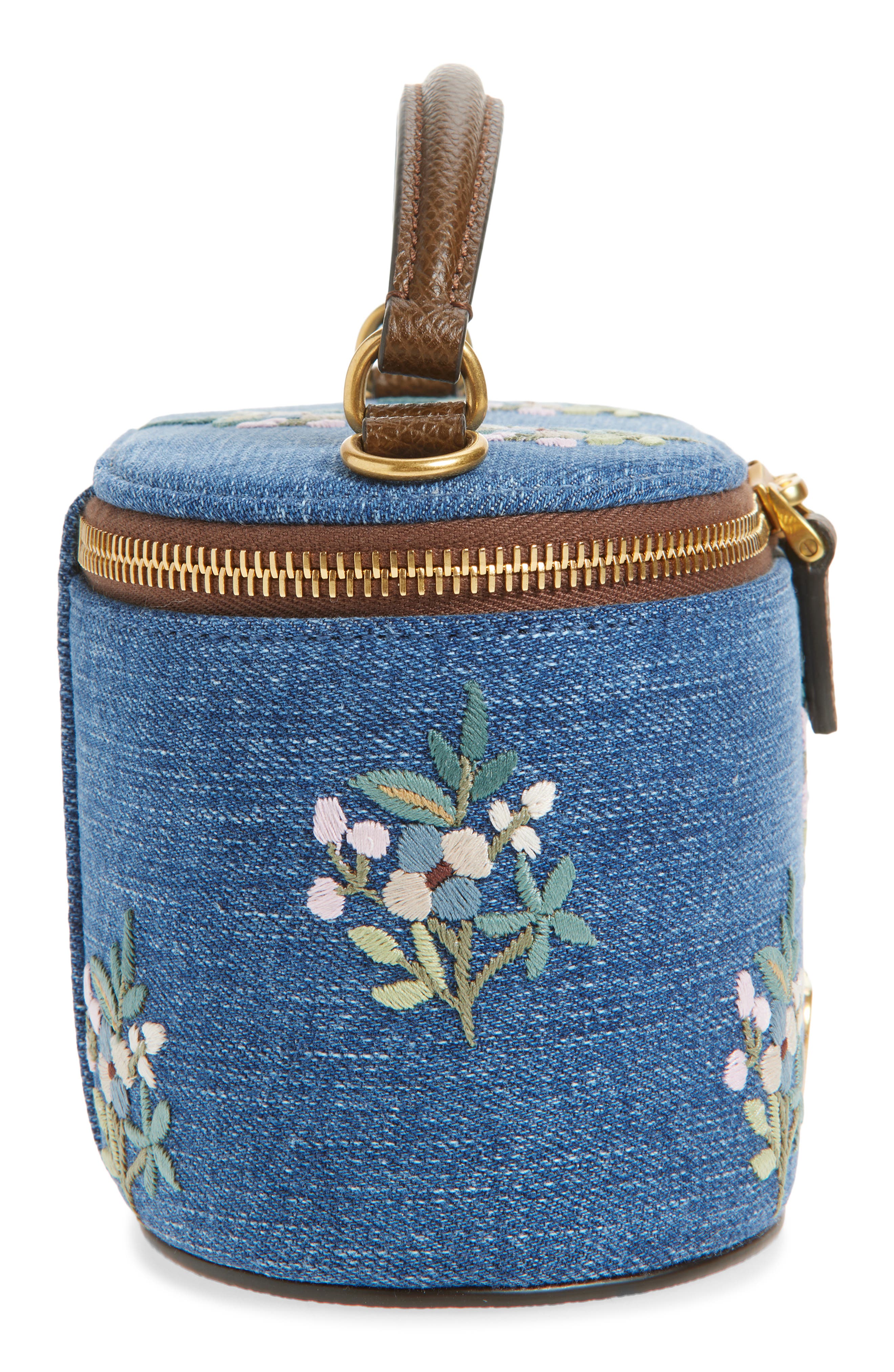 Valentino Garavani VLOGO Signature Embroidered Vanity Case, Alternate, color, Blue Multi