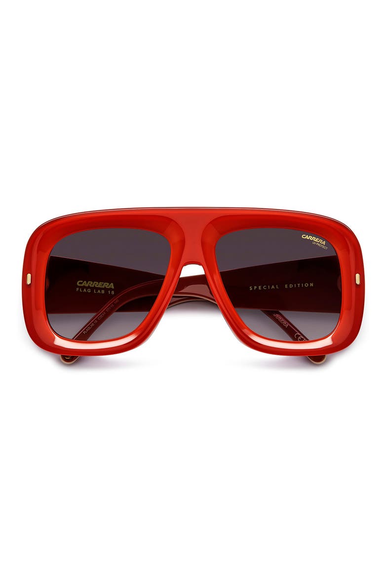 Special Edition FLAGLAB 18 57mm Gradient Square Shield Sunglasses, Main, color, ORANGEGOLD/ VIOLIET GREY