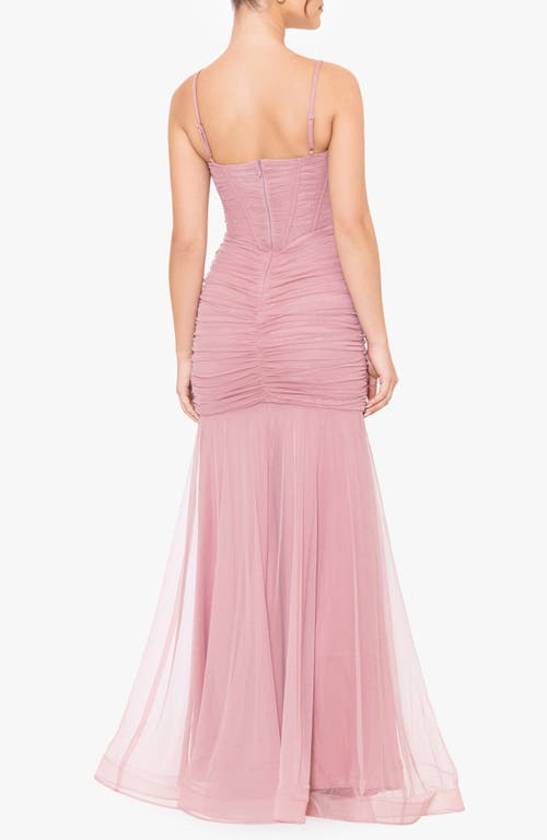 Blondie Nites Ruched Corset Mermaid Gown In Pink