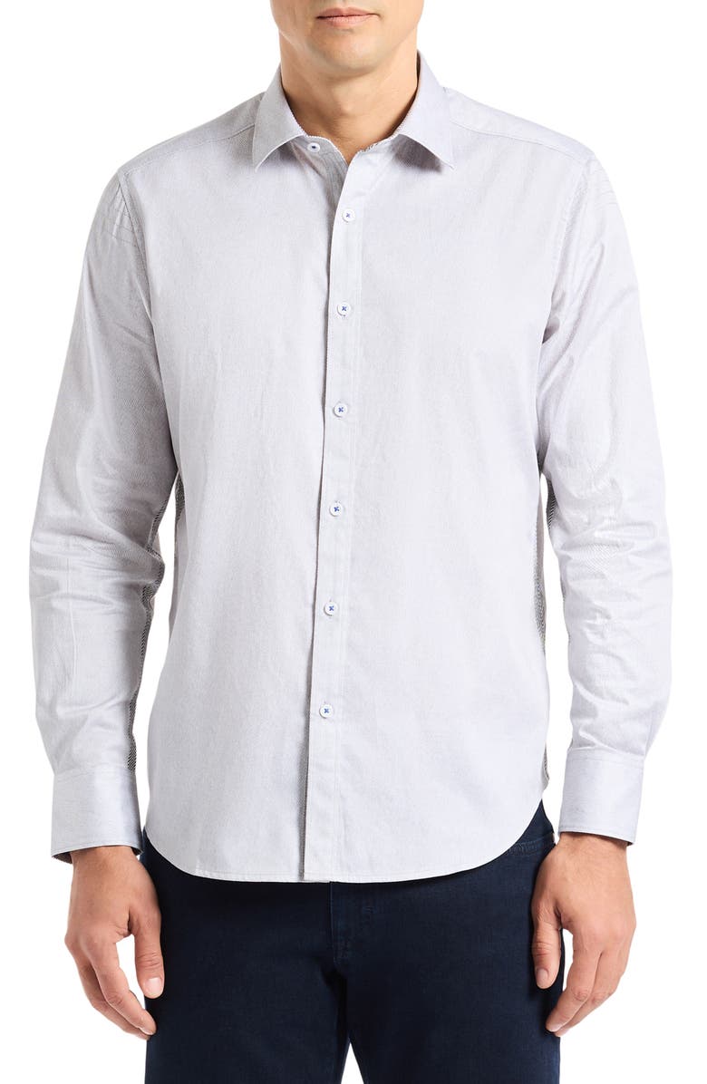 Robert Graham Chase Long Sleeve Button-Up Shirt, Main, color, Light Grey