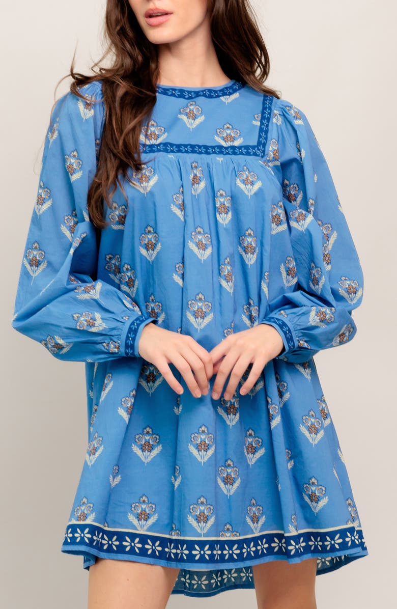 FLYING TOMATO Long Sleeve Minidress, Alternate, color, Blue