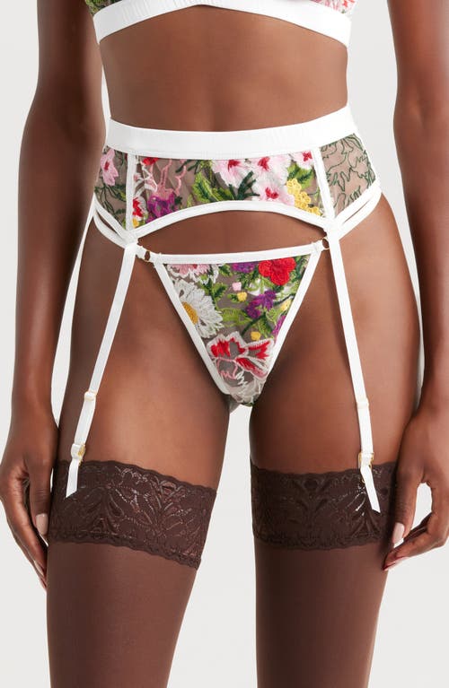 Kilo Brava Lace Garter Belt In Multicolor Floral