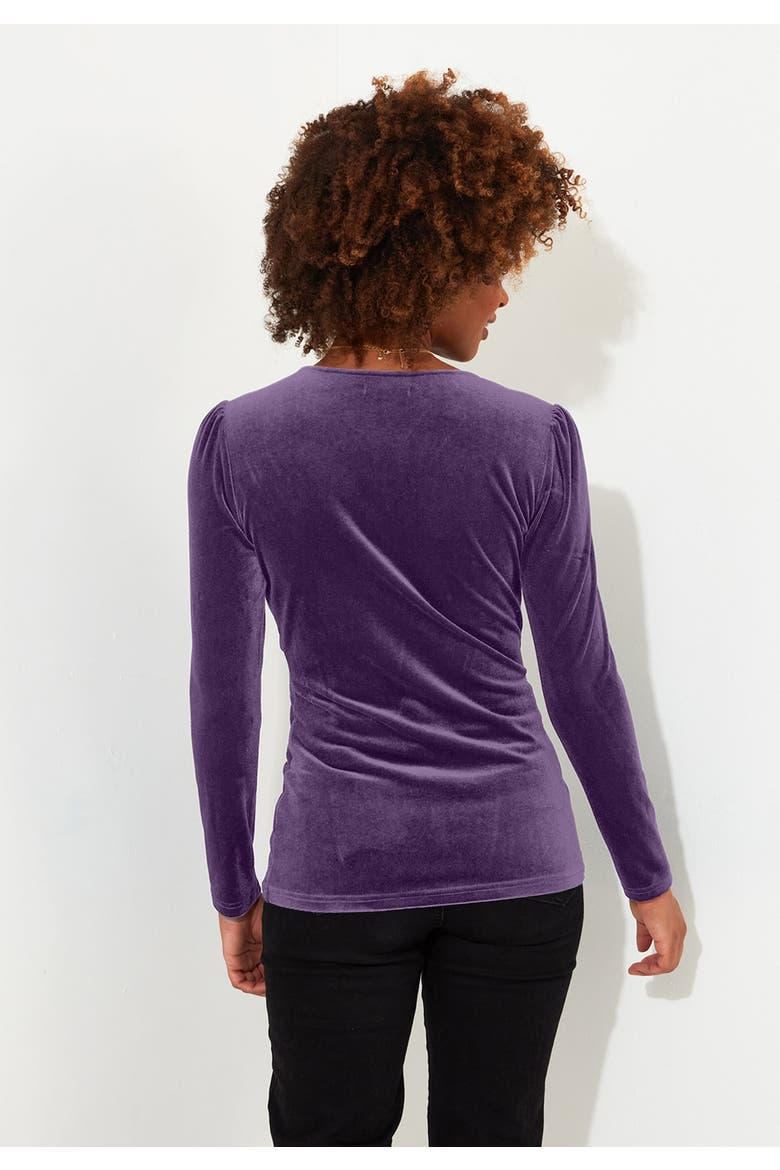 V-Neck Velvet Wrap Top, Alternate, color, RICH VIOLET