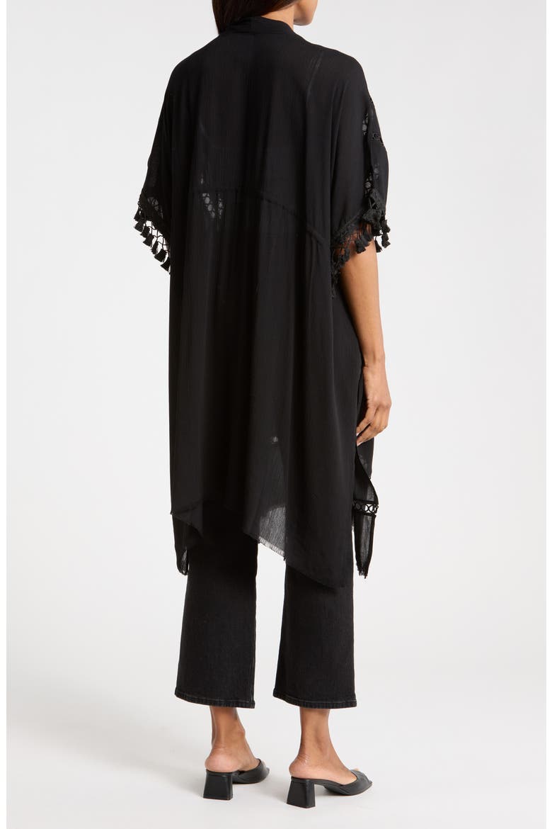 Crinkle Cinched Waist Duster, Alternate, color, BLACK
