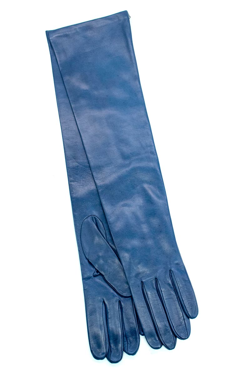 Portolano Silk Lined Leather Gloves, Main, color, Bizantine Blue