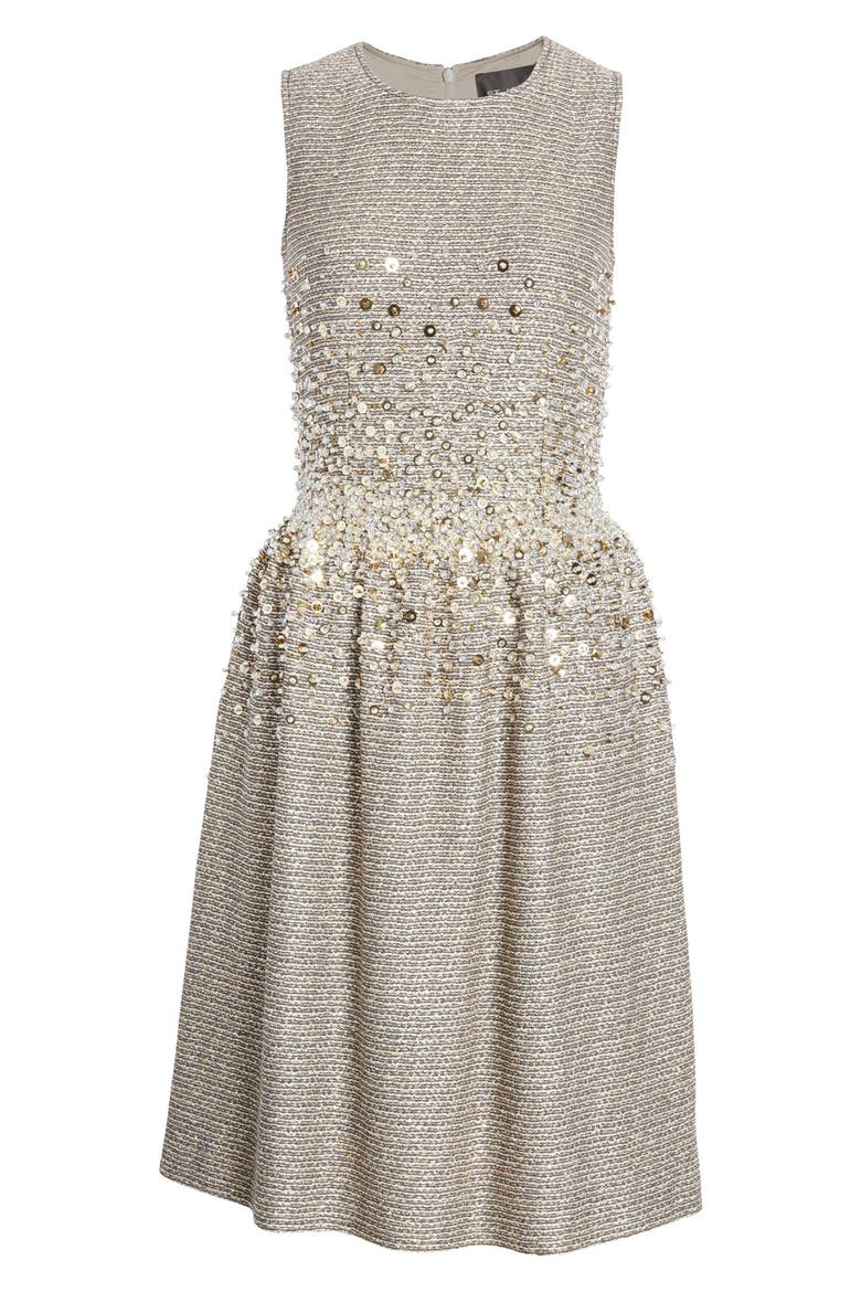 Hand Beaded Bauble Knit Dress, Alternate, color, GOLD/ QUARTZ MULTI