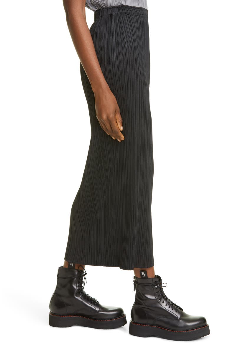 Basics Pleated Midi Skirt, Alternate, color, BLACK