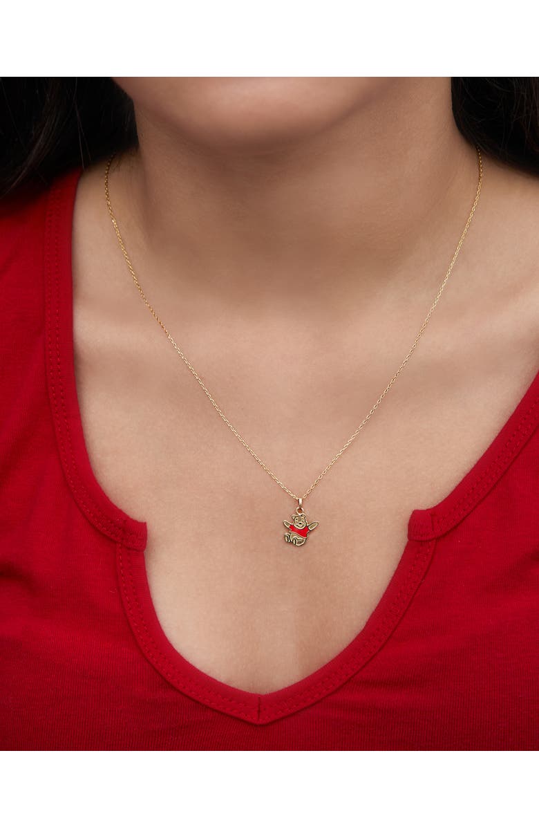 Disney 14K Gold Winnie the Pooh Red Shirt Pendant, 18", Alternate, color, Gold