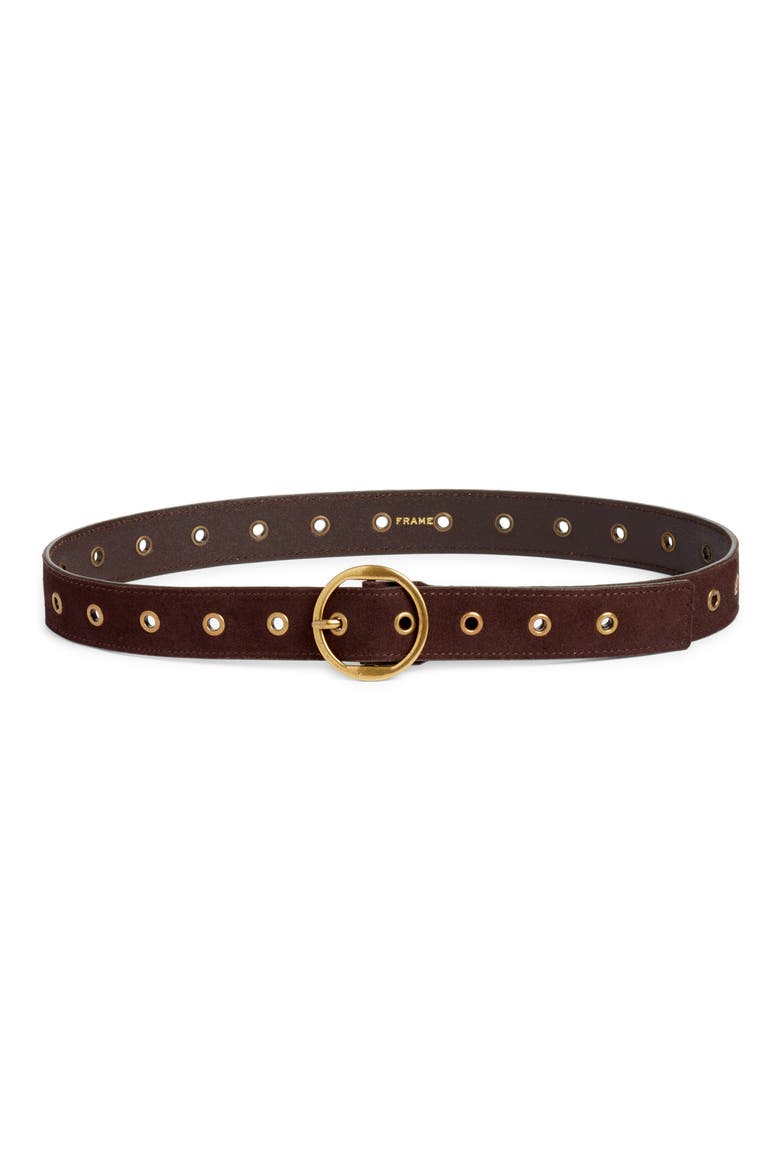 Grommet Leather Belt, Main, color, ESPRESSO SUEDE