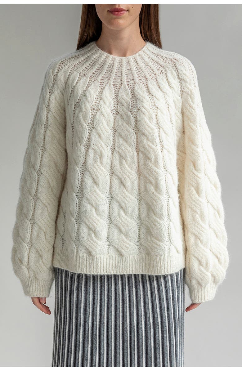 SSKEIN Tomo Mix Cable Handknit, Main, color, Ivory