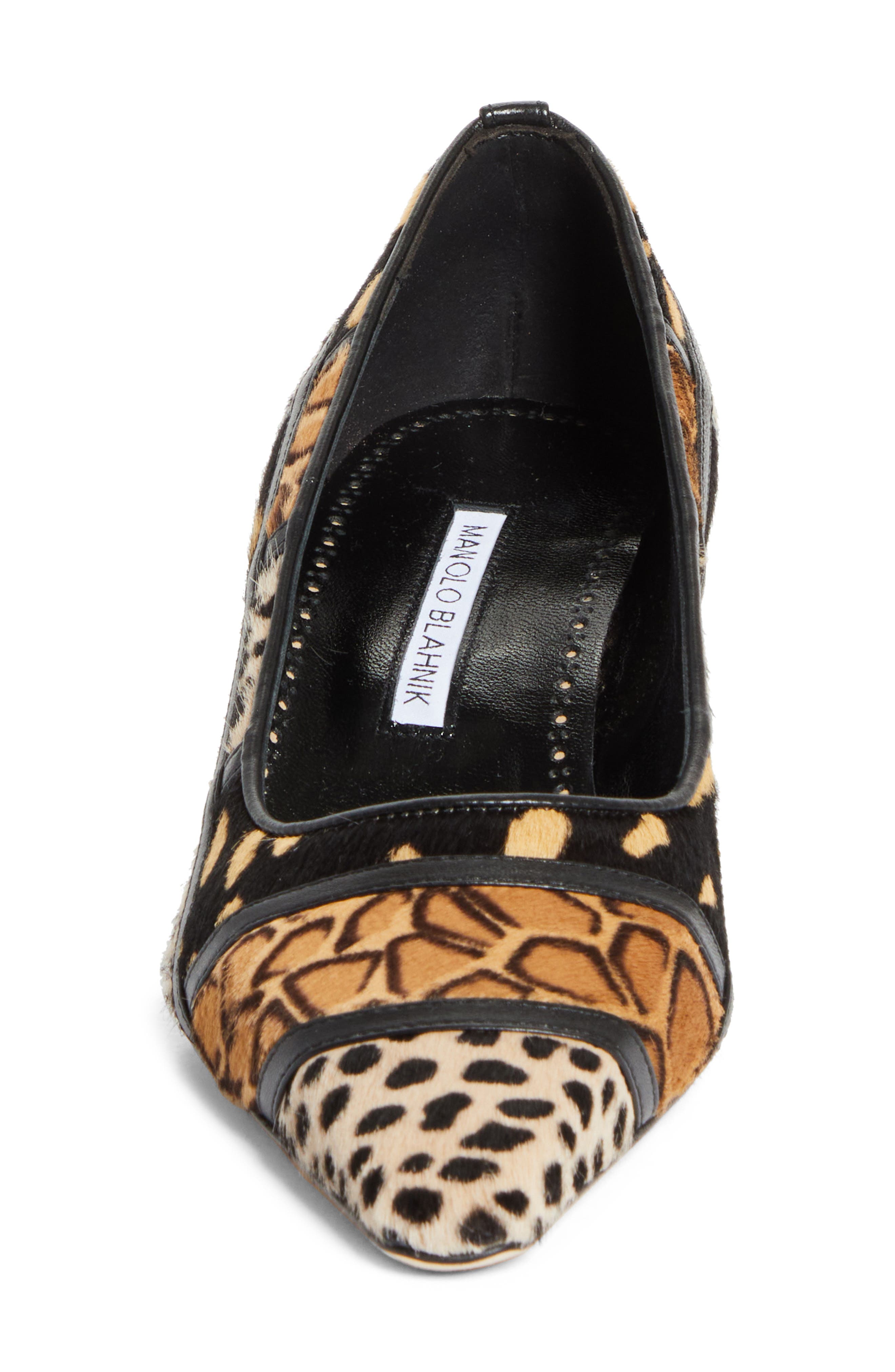 Manolo Blahnik Maren Genuine Calf Hair Kitten Heel Pump, Alternate, color, Black/ Brown Print Calf Hair