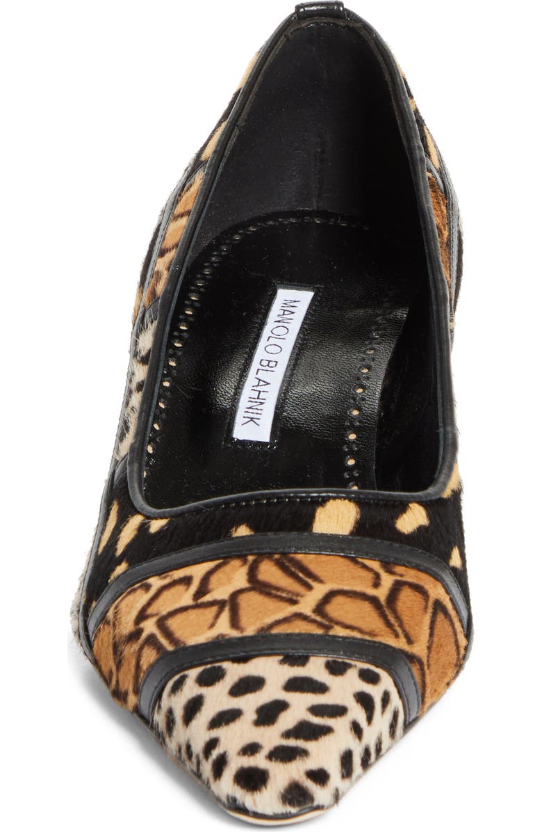 Manolo Blahnik Maren Genuine Calf Hair Kitten Heel Pump, Alternate, color, Black/ Brown Print Calf Hair