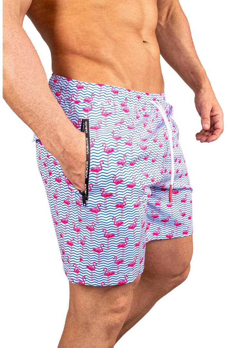 Swim Lion Flamingo Swim Trunks, Alternate, color, BLUE