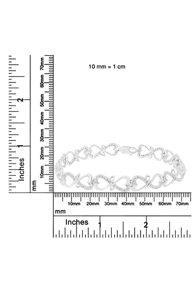 Silver 1/3 Cttw Round-Cut Diamond Double Heart Infinity Link 7.25" Bracelet, Alternate, color, White