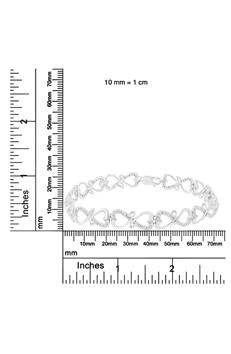 Haus of Brilliance Silver 1/3 Cttw Round-Cut Diamond Double Heart Infinity Link 7.25" Bracelet, Alternate, color, White