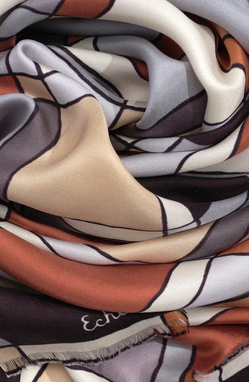 Echo Windowpane Silk Square In Brown