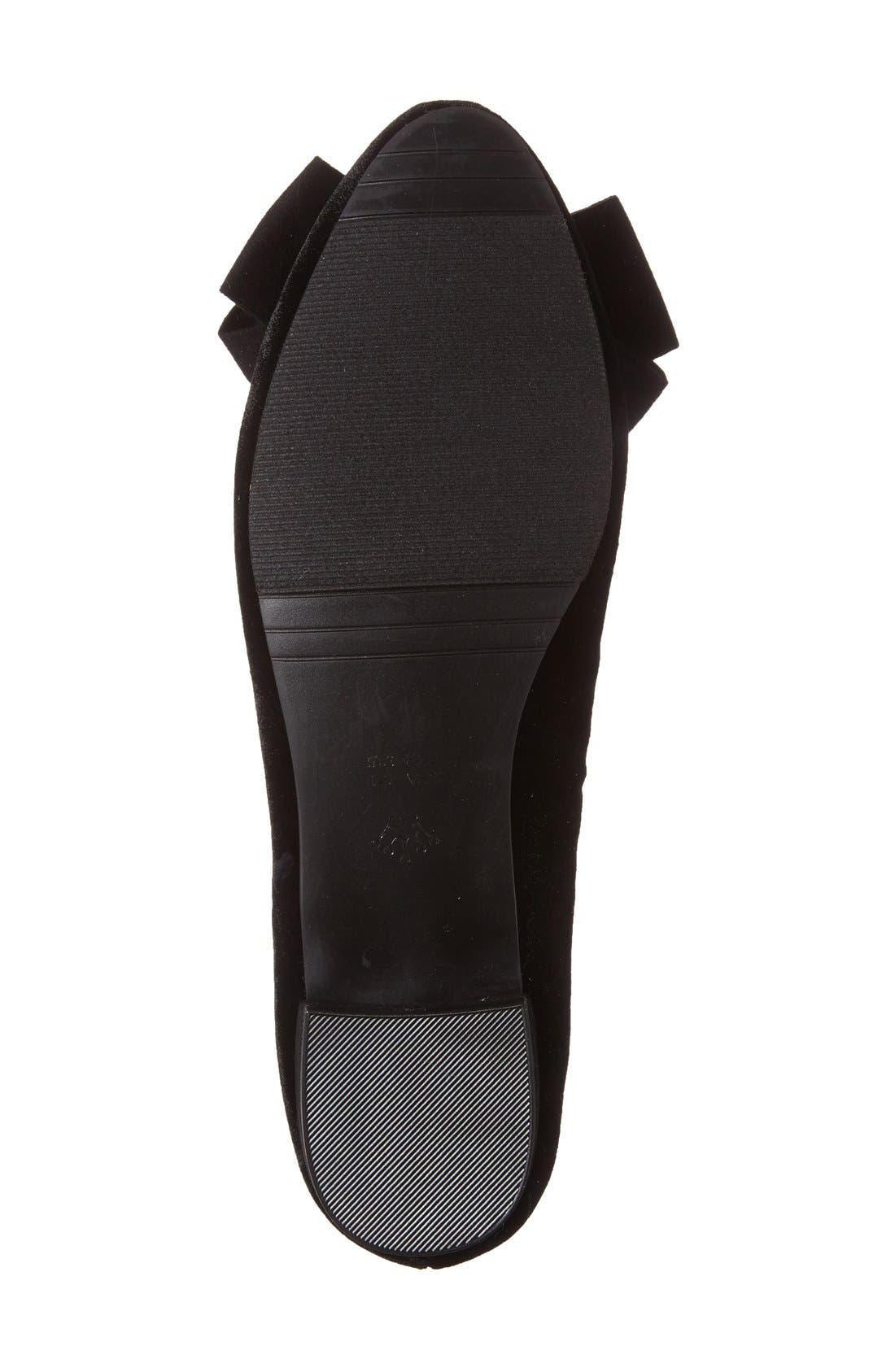 'Wisdom' Embroidered Bow Flat, Alternate, color, BLACK VELVET