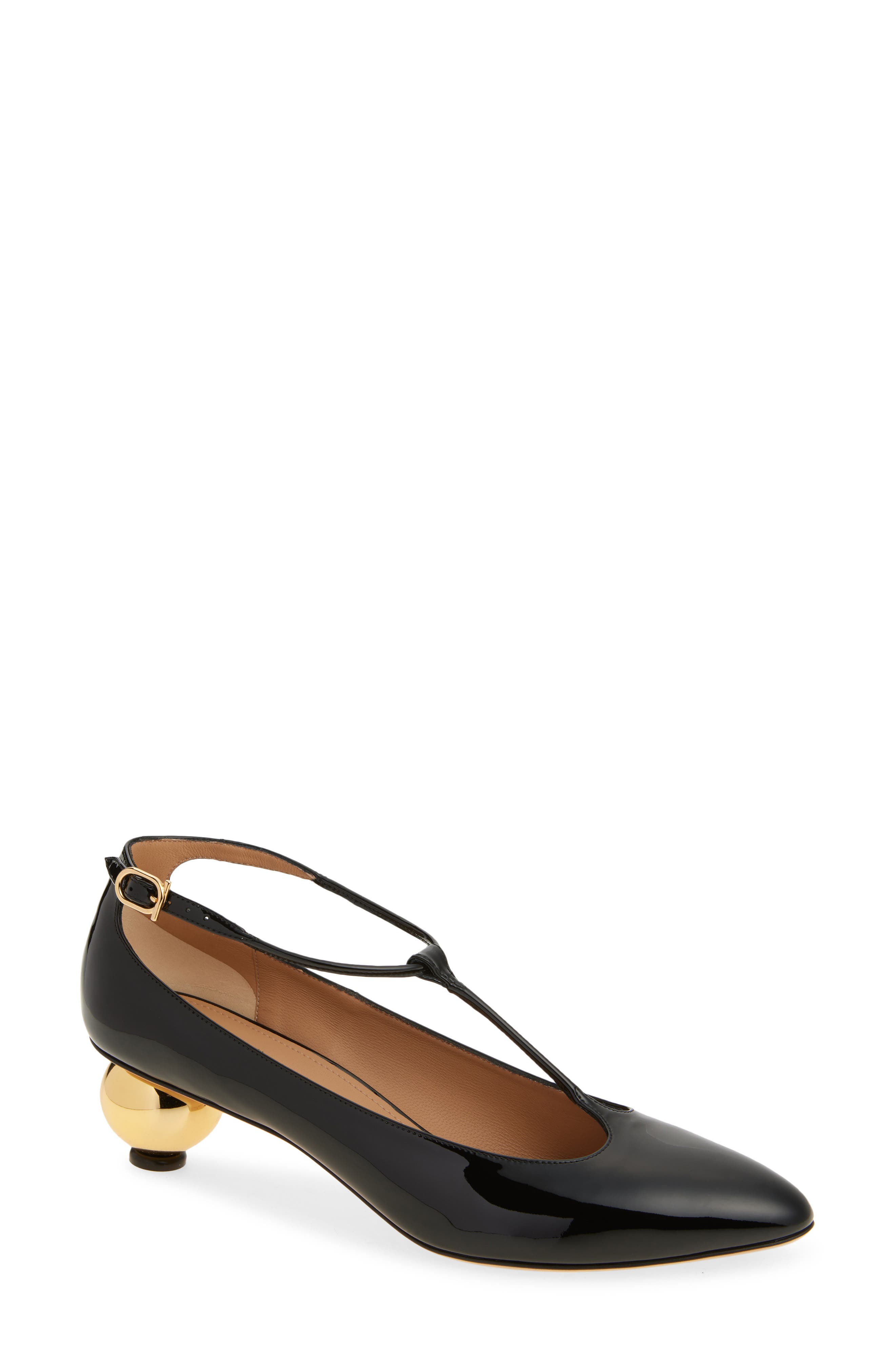 FERRAGAMO Tania T-Strap Pointed Toe Pump, Main, color, Nero