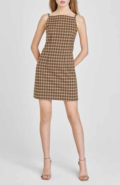 WAYF Hallie Plaid Sheath Minidress