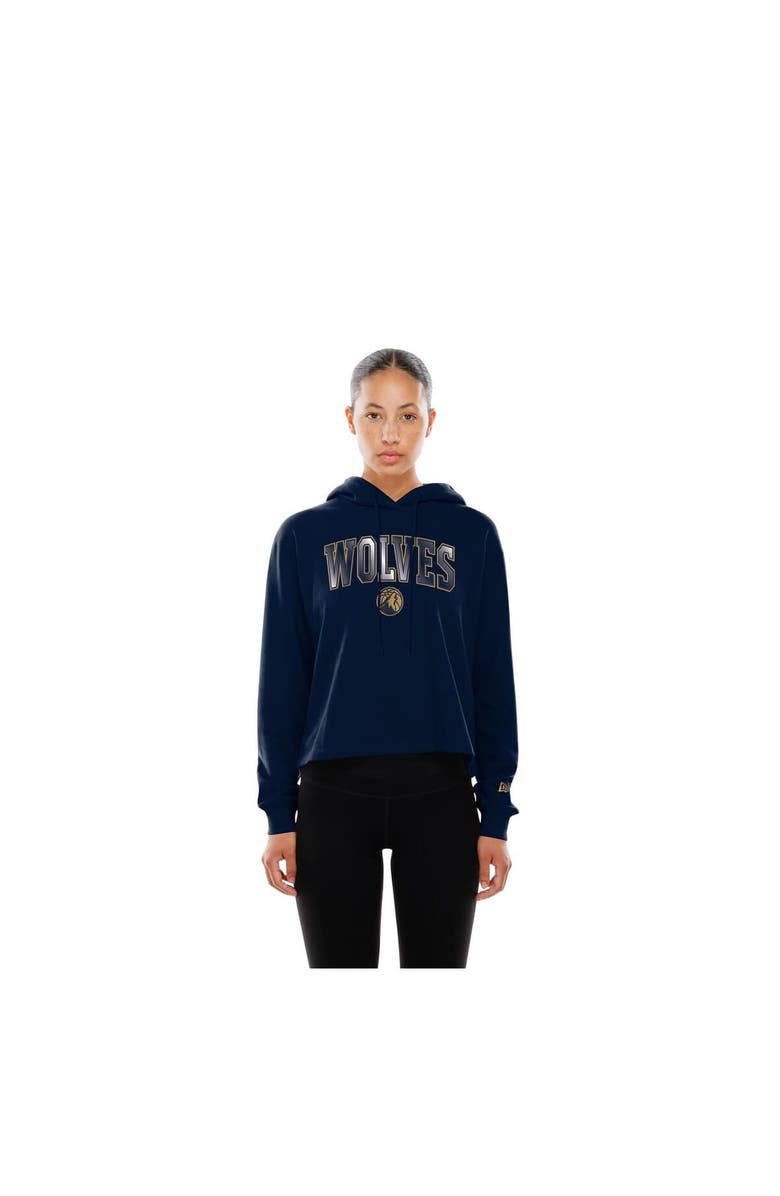 New Era Women
s New Era Navy Minnesota Timberwolves Glam Game Open Back Hoodie, Alternate, color, Navy