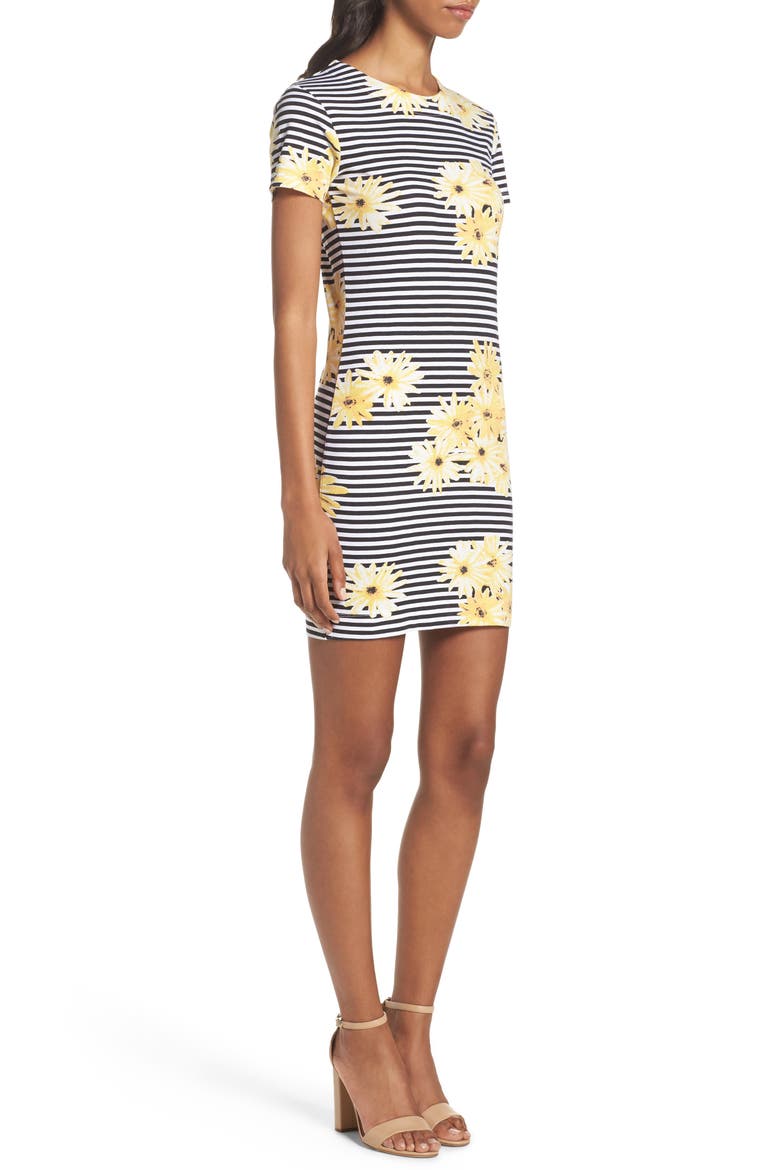 Sunflower Stripe Sheath Dress, Alternate, color, BLACK/ WHITE